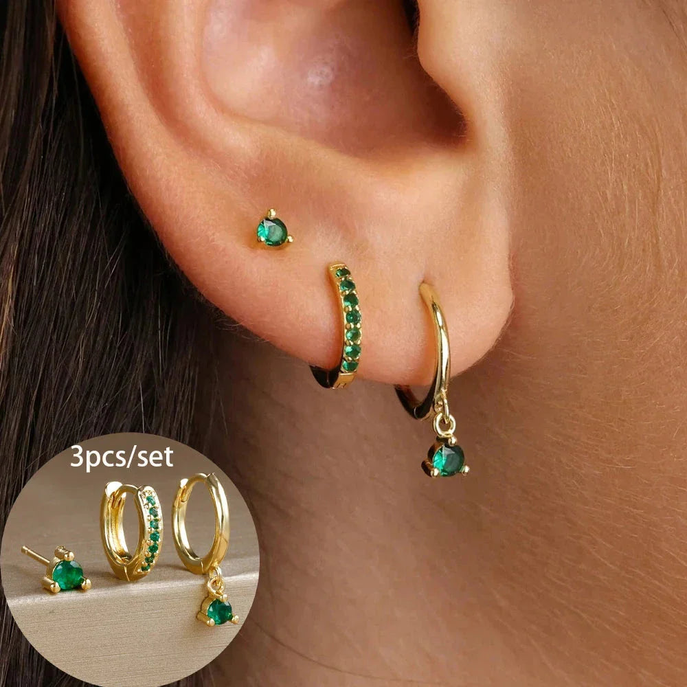 3-Piece Star Drop Earrings Set – 18K Gold Stainless Steel Dangle Jewelry