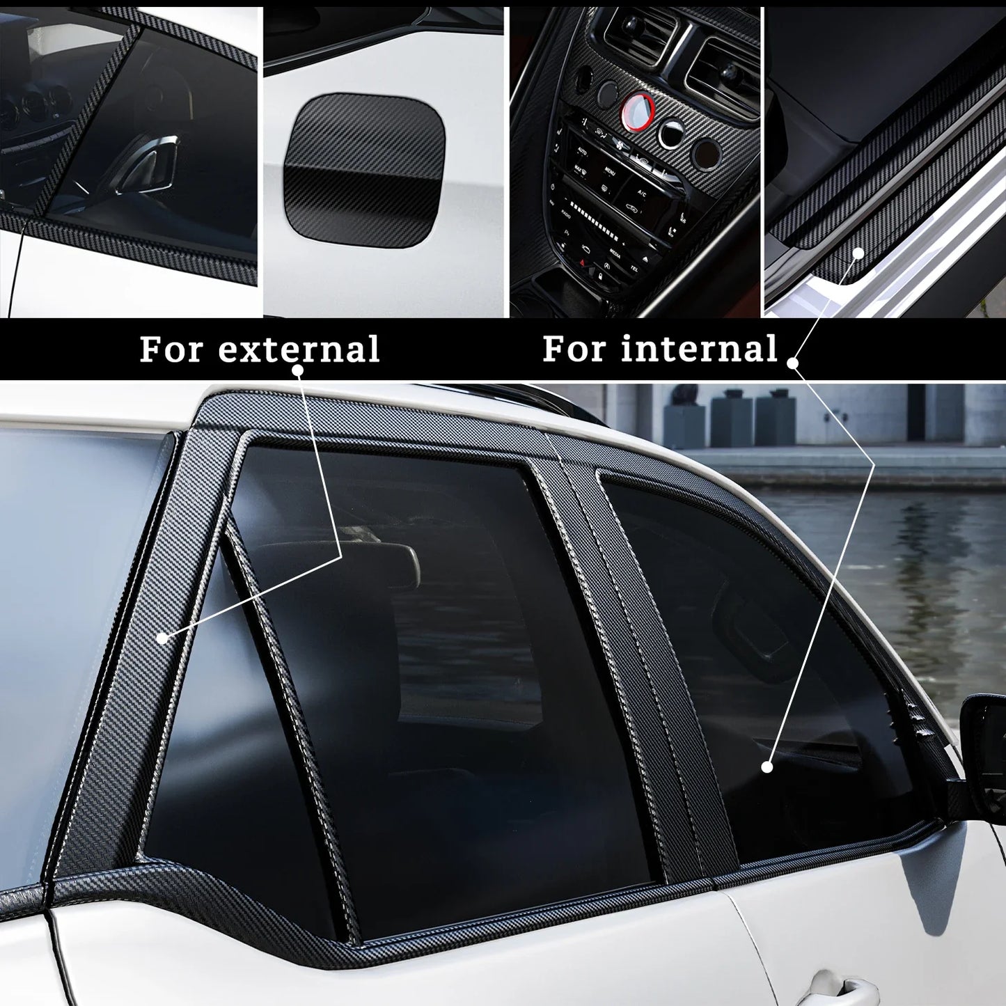 Carbon Fiber Car Body Film Vinyl Wrap Matte Accessories Glossy Black Sticker 3D 4D 5D 6D Auto Foil Cover Covering Decoration
