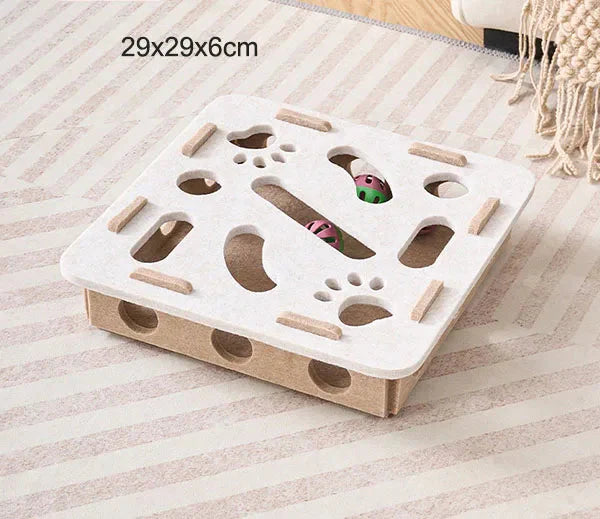 Interactive Cat Puzzle Toy – Felt Maze Box with Bell Balls
