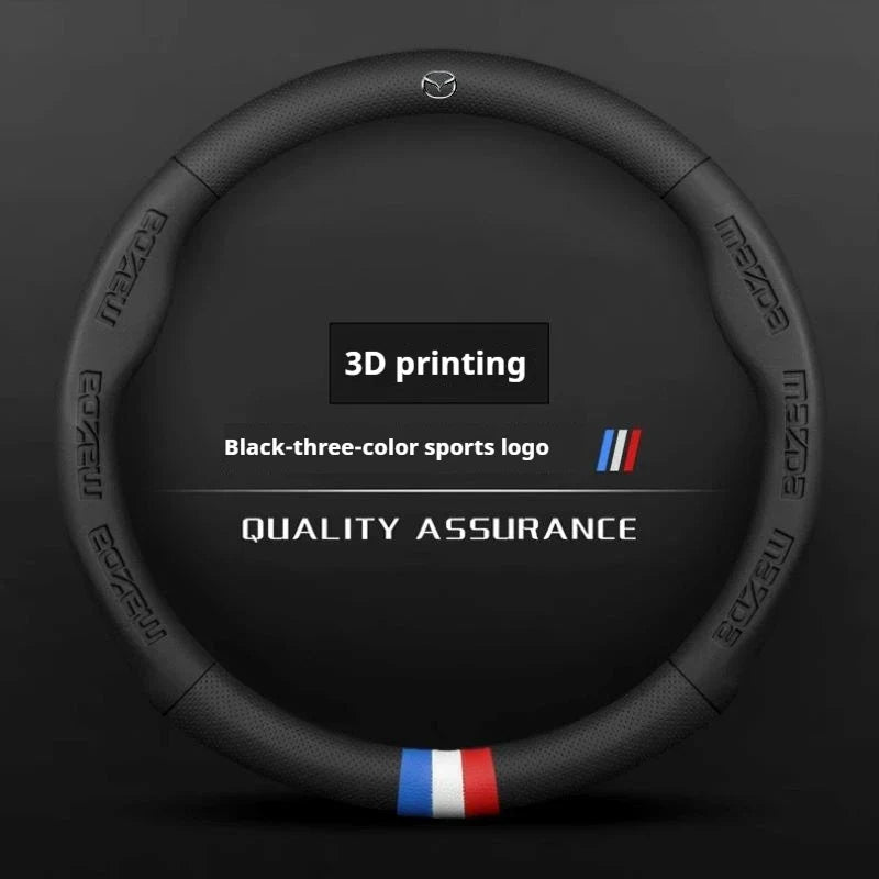 3D Embossing Leathe Car Steering Wheel Cover For Mazda 3 5 6 SKYACTIV Axela Atenza CX30 CX5 CX8 CX9 MX5 RX8 RX7 BT50 Accessories