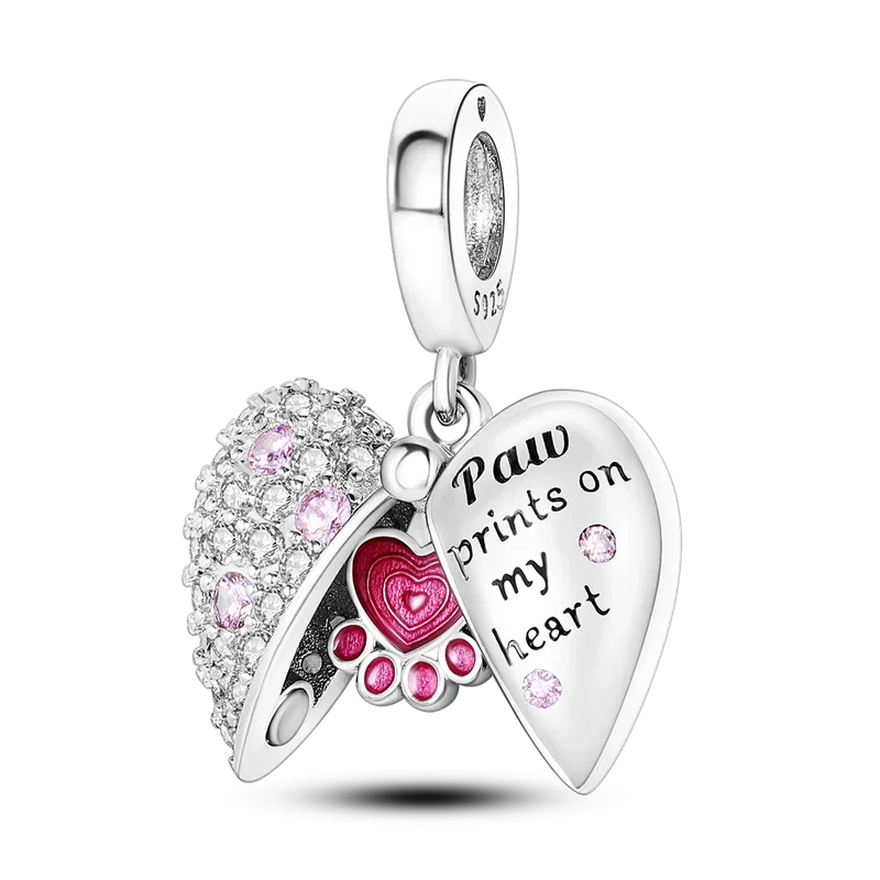 925 Sterling Silver Pink Butterfly & Luminous Firefly Charm – Dangle Bead for Bracelet or Necklace | Elegant DIY Jewelry Gift for Women