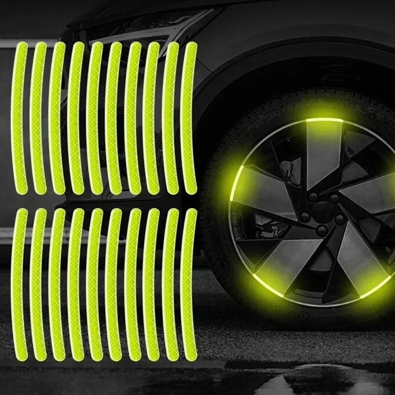 Car Wheel Hub Reflective Stripes - Safety Tire Warning Stickers for Night Driving