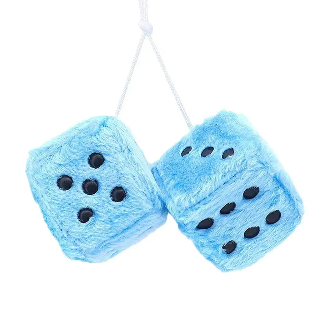 Fuzzy Plush Dice for Car Mirror Pair of Retro Pink Dice with White Dots for Car Interior Hanging Ornament Decoration