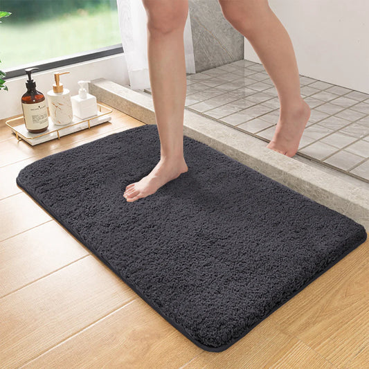 Long Hair Absorbent Bathroom Mat – Soft Furry Non-Slip Shower Floor Rug