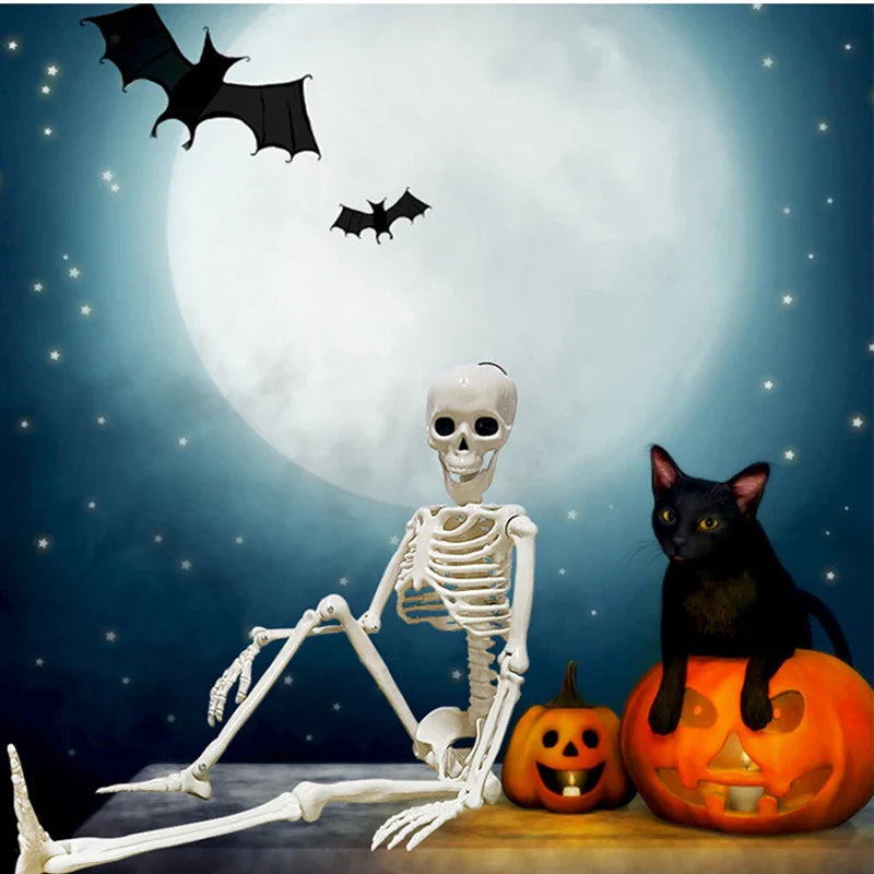 1pc Happy Halloween Modeling Humanoid Skeleton Decorative Props Haunted House Home Bedroom Balcony Decoration Party DIY Supplies