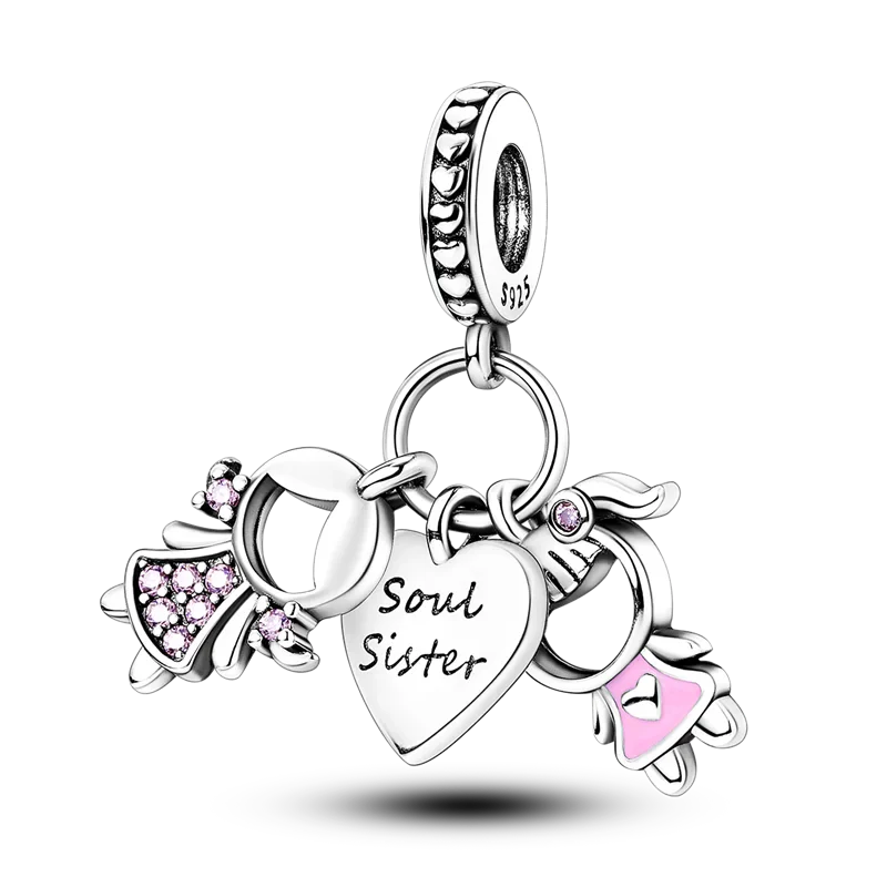925 Sterling Silver Pink Butterfly & Luminous Firefly Charm – Dangle Bead for Bracelet or Necklace | Elegant DIY Jewelry Gift for Women