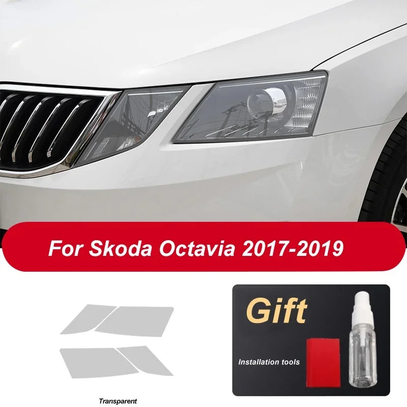 Car Headlight Protective Film Headlamp Restoration Transparent Black TPU Sticker For Skoda Octavia 2017 2018 2019 Accessories