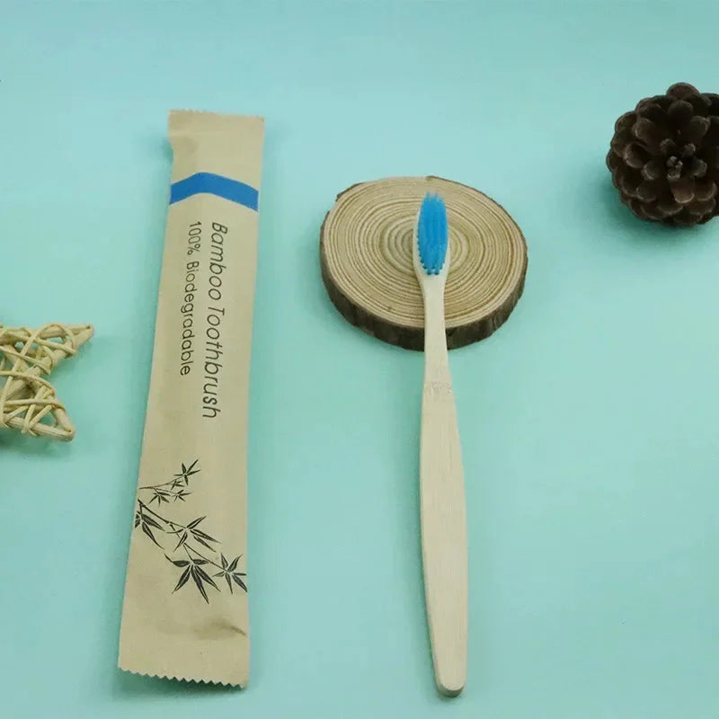 Natural Colorful Toothbrush Eco Soft Bristle Bamboo Toothbrush Bamboo Charcoal Vegan Tooth Dental Oral Care Plastic Free 10Pcs