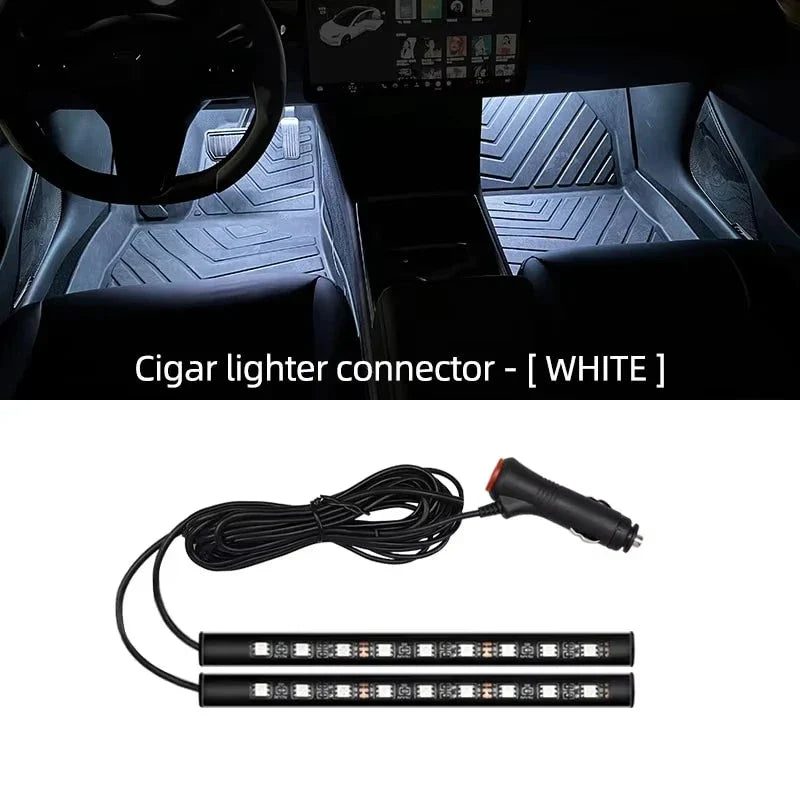 2-in-1 LED Car Neon Foot Light - USB & Cigarette Lighter Interior Ambient Lamp