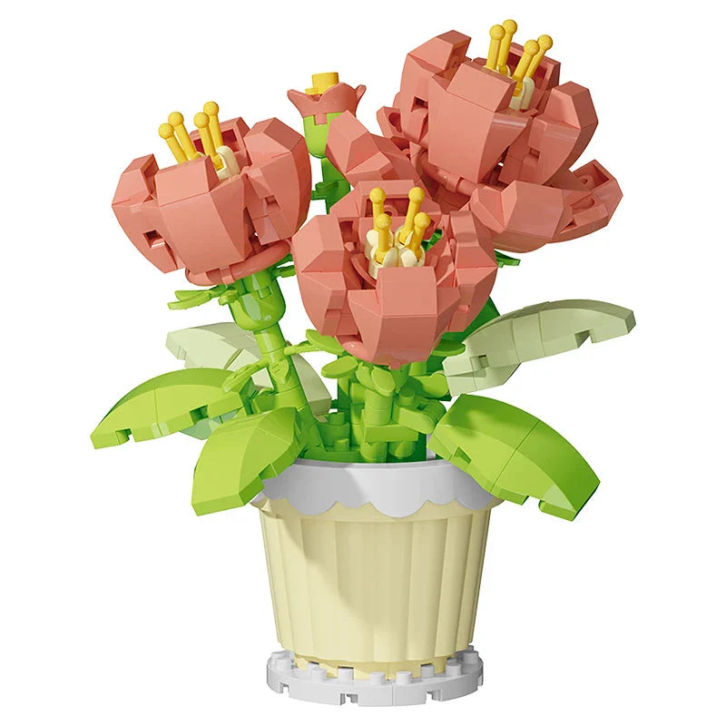 Building block flower potted plant assembly toy decoration micro particle plant potted plant children's toy gift