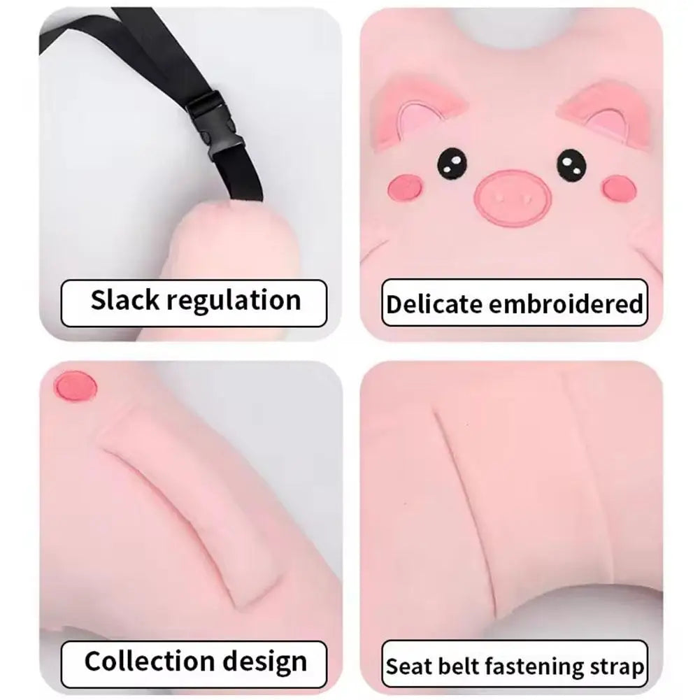 Car Neck Pillow with Seat Belt Safety Sleep Kids Aid Prevent Leaning Headrest Back Seat Sleeping Comfort Long Distance Travel