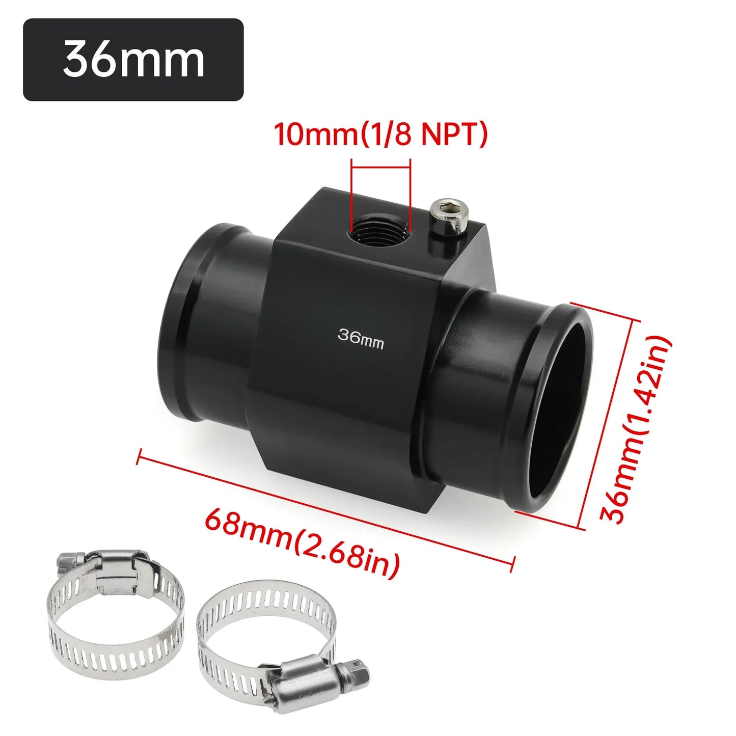 2026 Car Water Temp Gauge Radiator Temperature Water Temp Joint Pipe Sensor 40mm 38mm 36mm 34mm 32mm 30mm 28mm Hose Adapter