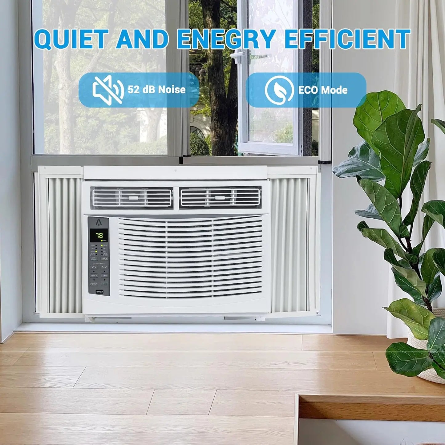 6000 BTU Smart Window Air Conditioner with WiFi - Cools Rooms to 250 Sq Ft, Remote & App Control for Bedroom Office