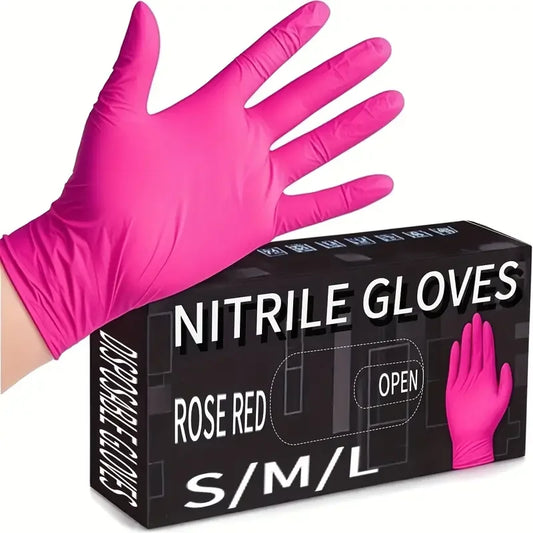 Fuchsia Nitrile Disposable Gloves – 20/100PCS, 3-mil, Powder & Latex Free, Household, Cooking, Kitchen & Esthetician Use