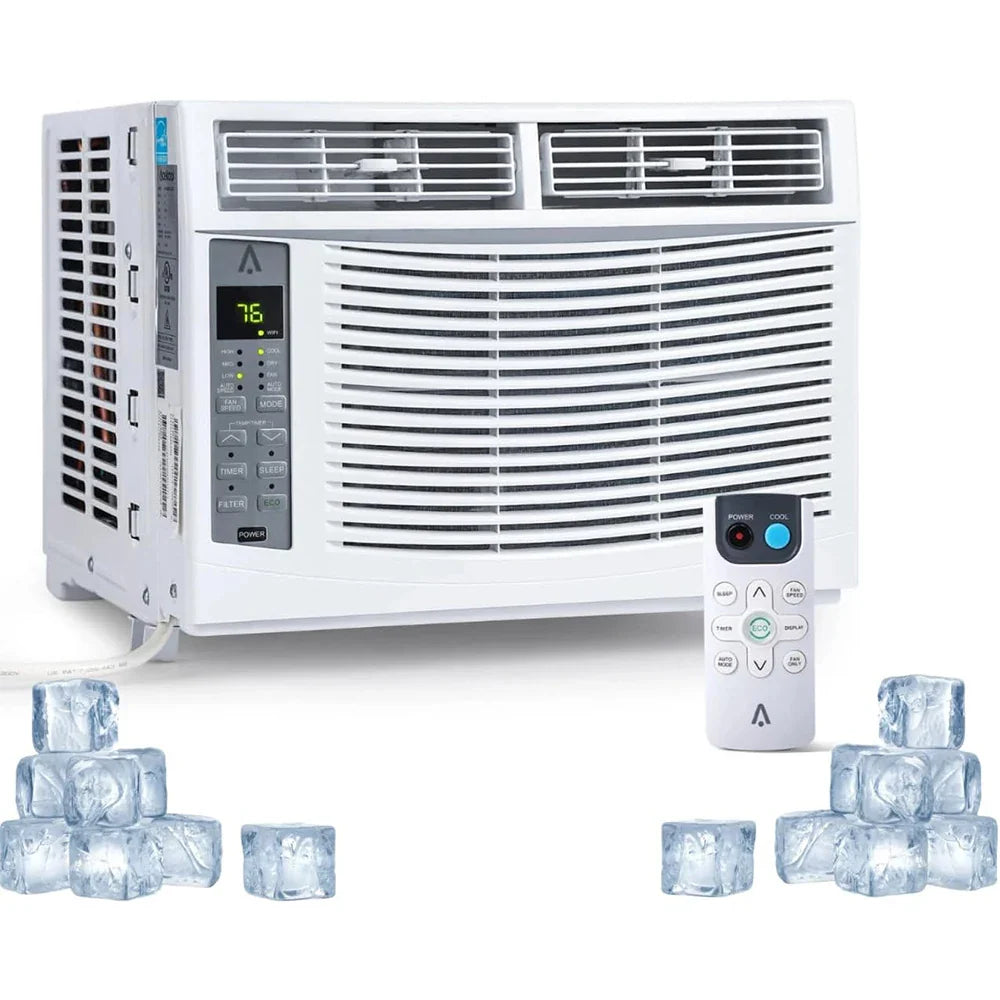 6000 BTU Smart Window Air Conditioner with WiFi - Cools Rooms to 250 Sq Ft, Remote & App Control for Bedroom Office