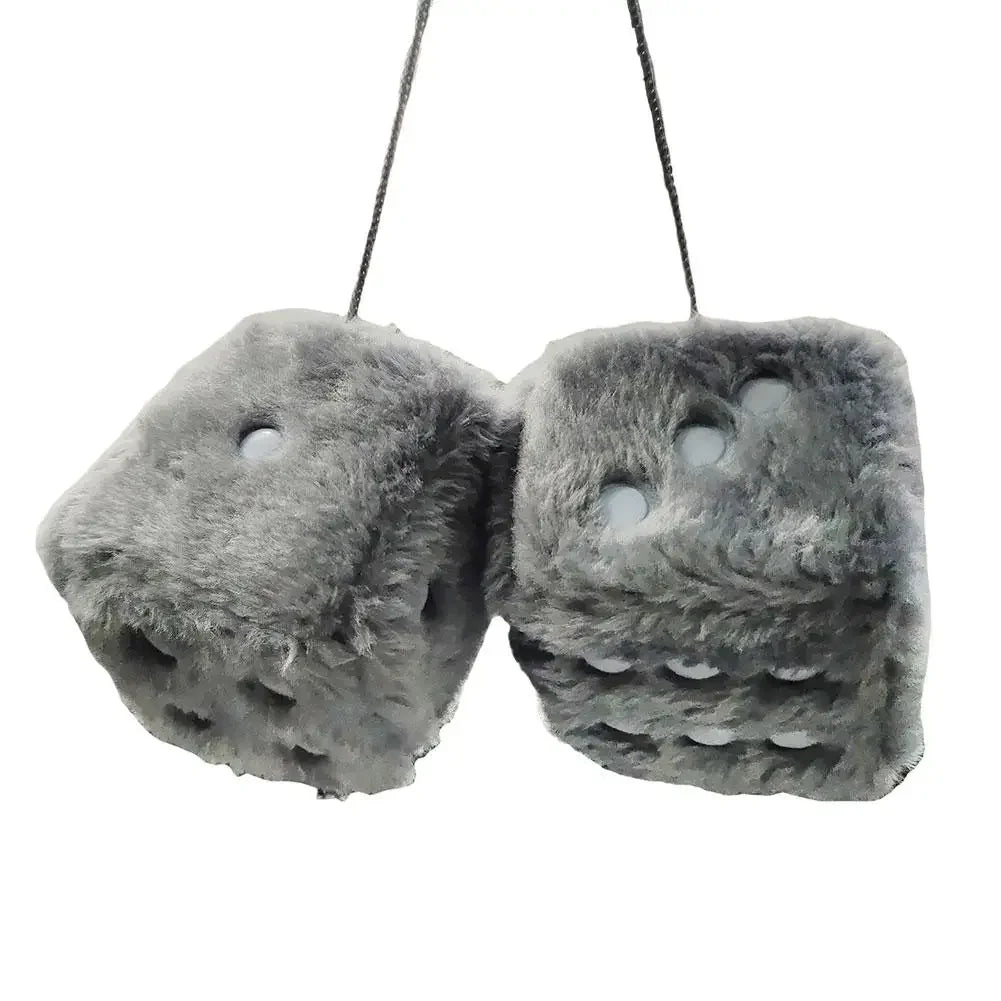 Fuzzy Plush Dice for Car Mirror Pair of Retro Pink Dice with White Dots for Car Interior Hanging Ornament Decoration