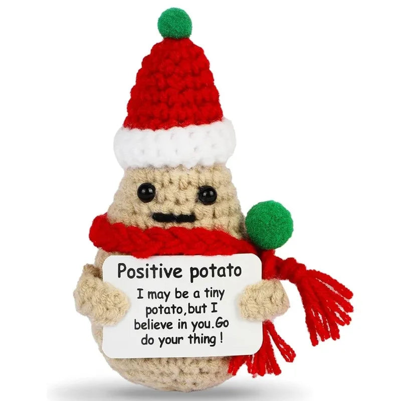 Funny Crochet Emotional Support Coffee Doll With Card Desktop Ornament Handmade Knitted Coffee Dolls Christmas Gifts Home Decor