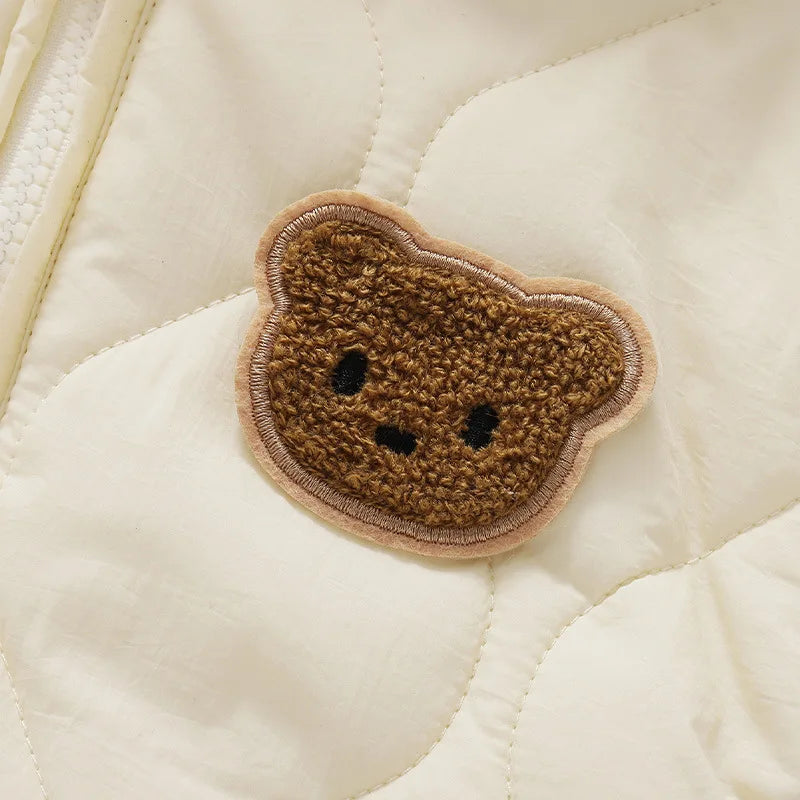  Winter Baby Outwear Clothing Fur Lining Warm Toddler Girl's Boy's Rompers Cartoon Bear Infant Jumpsuit