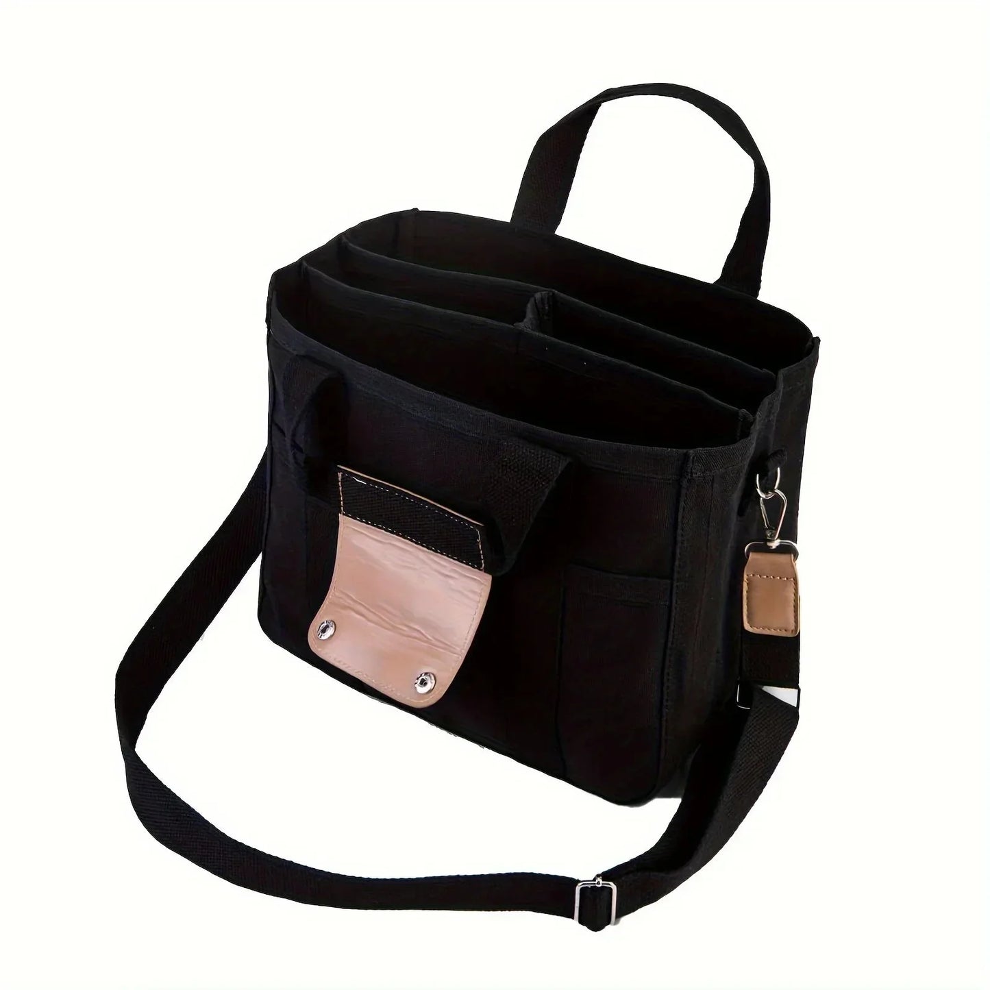 Ladies Canvas Handbag Multi Pocket Large Capacity Tote Bag Adjustable Shoulder Strap Casual Shoulder Shopping Bag