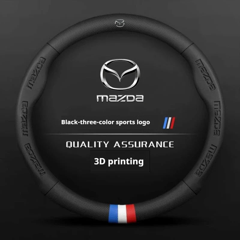 3D Embossing Leathe Car Steering Wheel Cover For Mazda 3 5 6 SKYACTIV Axela Atenza CX30 CX5 CX8 CX9 MX5 RX8 RX7 BT50 Accessories