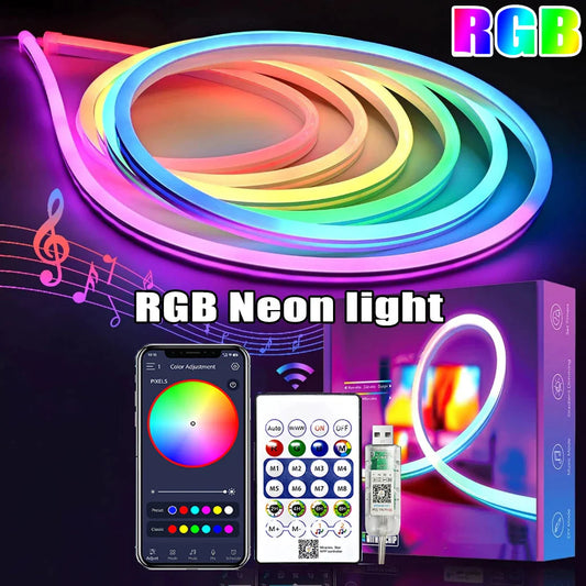 5V RGBIC Neon Strip Lights – Bluetooth USB LED Ribbon