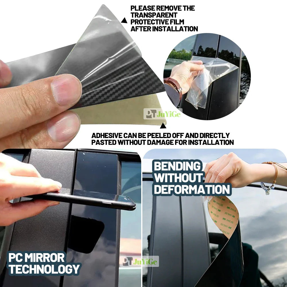 Glossy Black Carbon Fiber Window Door Deal B C Pillar Post Cover Sticker For Skoda Octavia A7 5E MK3 2014-2019 2015 2016 2017