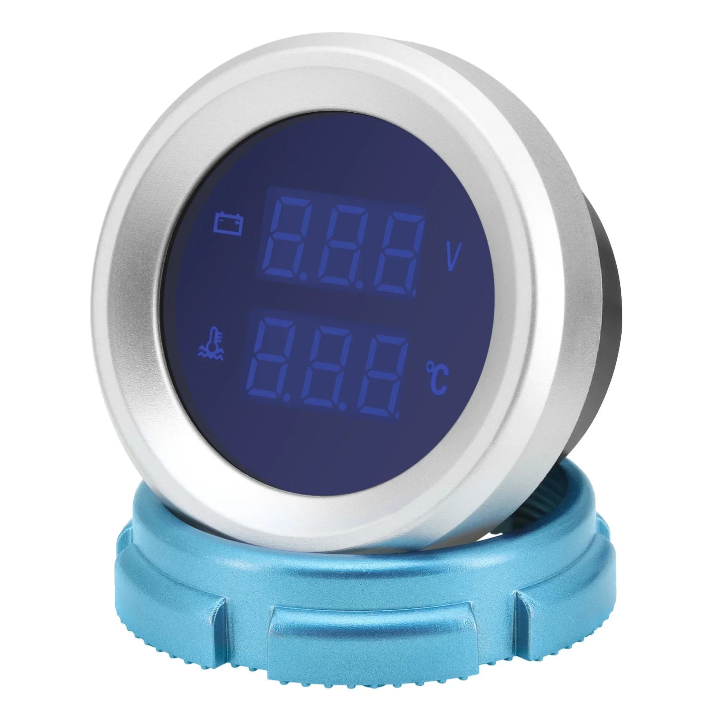 New 2" 52mm Digital Car Truck Water Temp Gauge with 10mm Temperature Sensor Temperatura Voltage Voltmeter Blue LED 12V/24V
