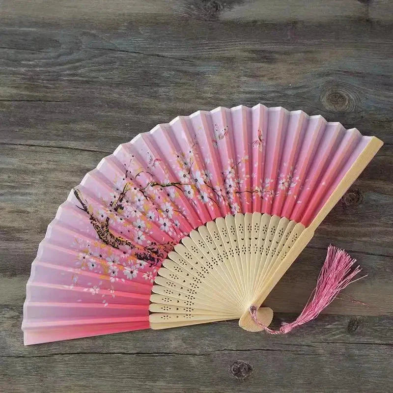 Hand Fan Foldable Silk Fan Noodles Bamboo Fan Bones Halloween Cosplay Prop Christmas Wedding Decoration Party Gifts Art Crafts
