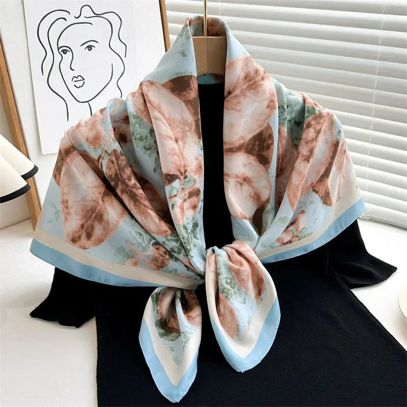 90x90cm Square Silk-Feel Scarf – Luxury Women’s Shawl & Head Wrap