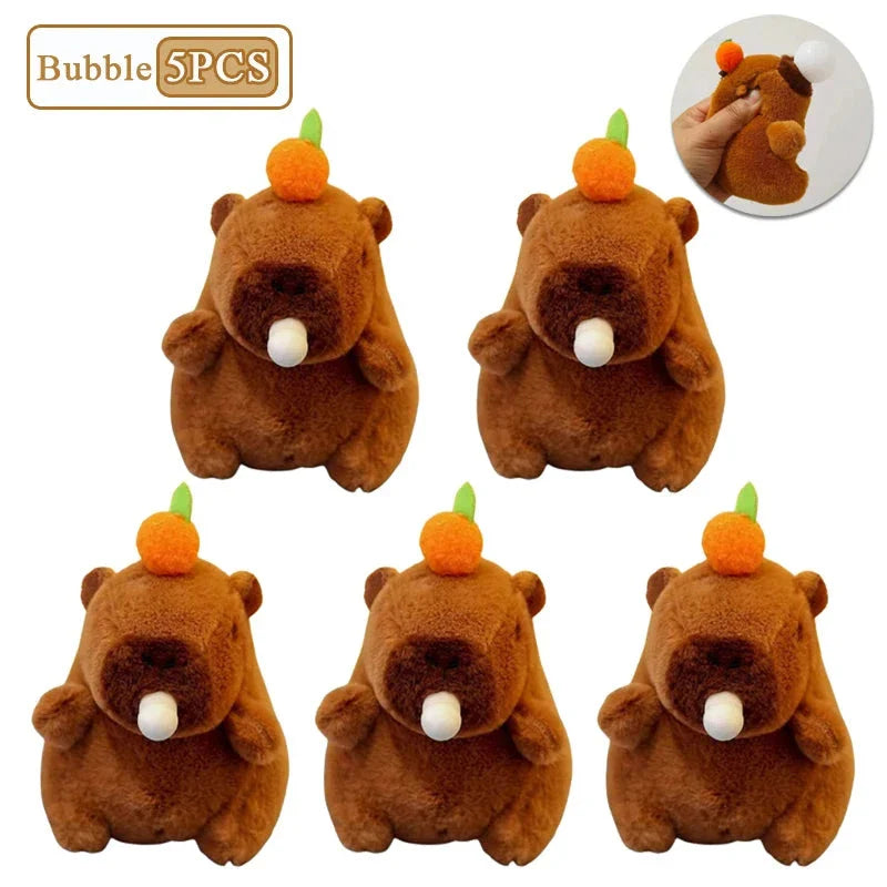 Plush Capybara Keychain – Cute Persimmon Wagging Tail Pendant Toy