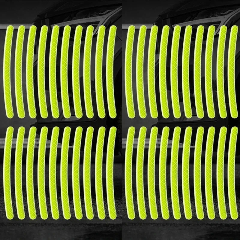 Car Wheel Hub Reflective Stripes - Safety Tire Warning Stickers for Night Driving