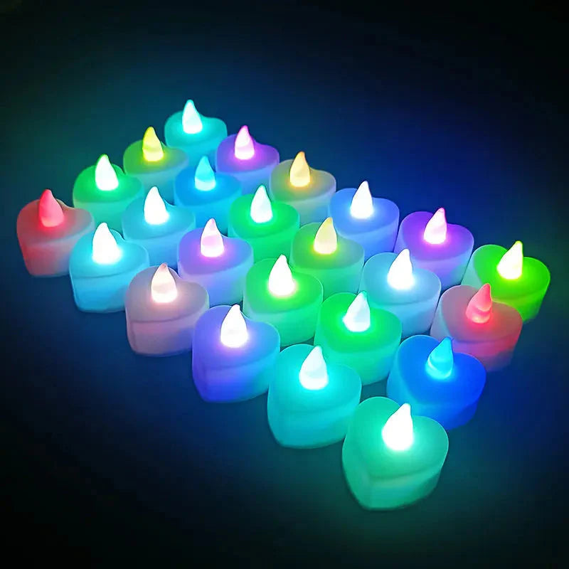 24PCS LED Candle Tea Lights Battery Operated Red Shells Romantic Decoration Flameless  Wedding Party Use