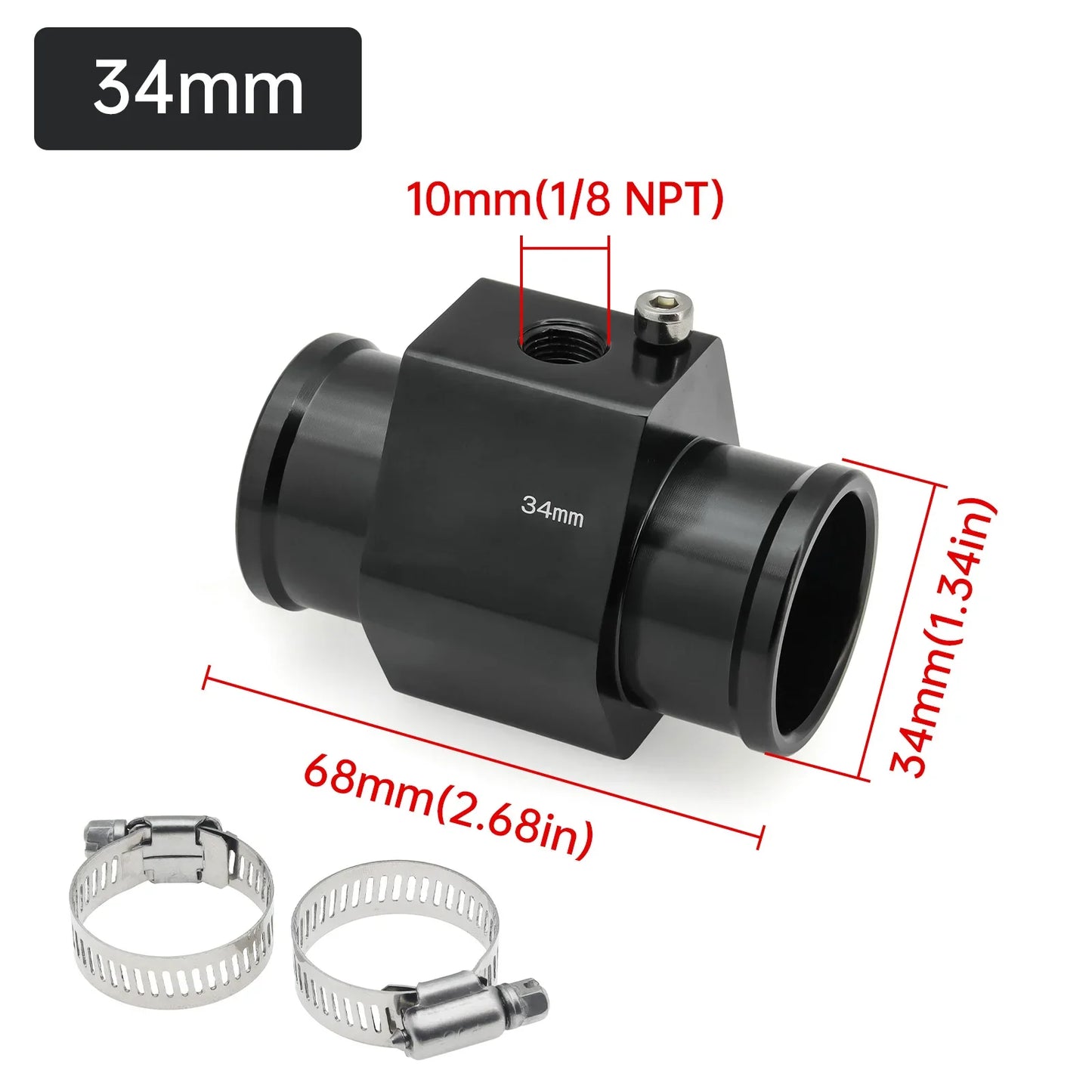 2026 Car Water Temp Gauge Radiator Temperature Water Temp Joint Pipe Sensor 40mm 38mm 36mm 34mm 32mm 30mm 28mm Hose Adapter