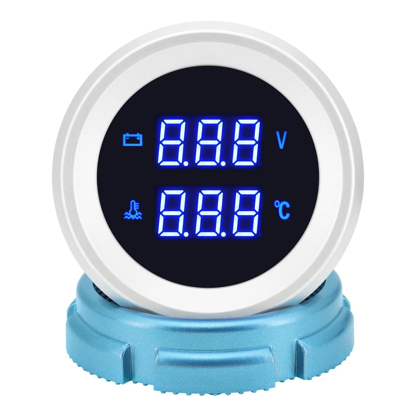 New 2" 52mm Digital Car Truck Water Temp Gauge with 10mm Temperature Sensor Temperatura Voltage Voltmeter Blue LED 12V/24V