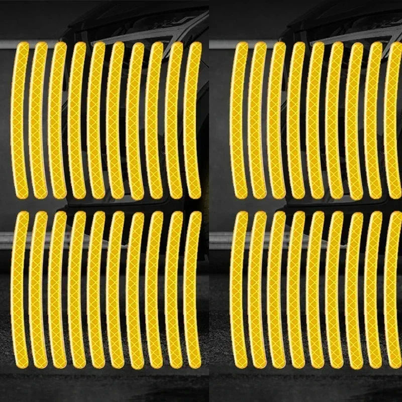 Car Wheel Hub Reflective Stripes - Safety Tire Warning Stickers for Night Driving