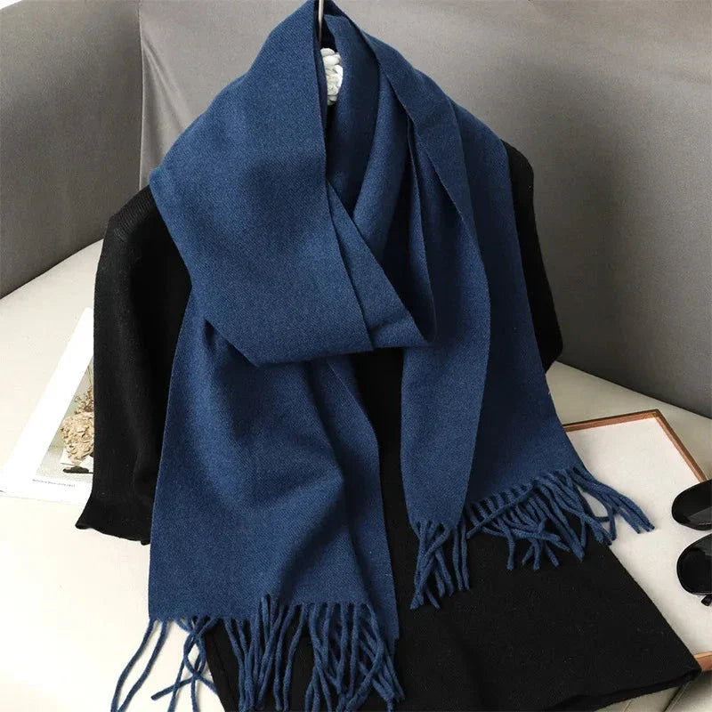 62-Color Winter Cashmere Scarf – Warm Tassel Pashmina Wrap for Women