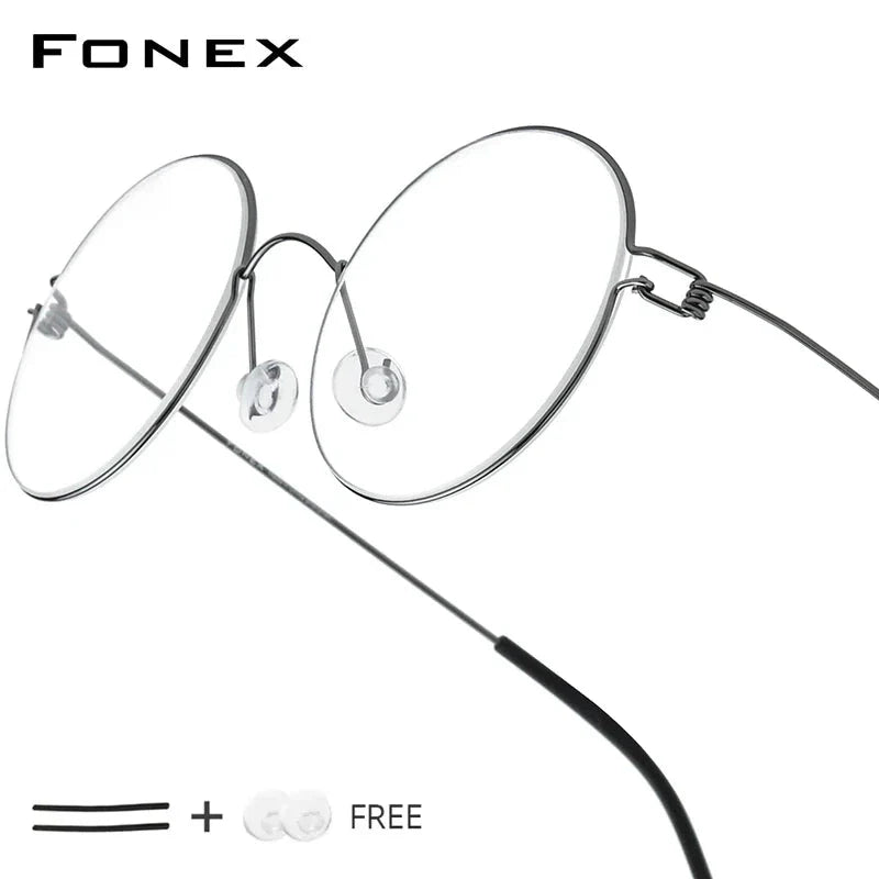 FONEX Screwless Round Eyeglasses – Titanium Alloy Frame for Men & Women