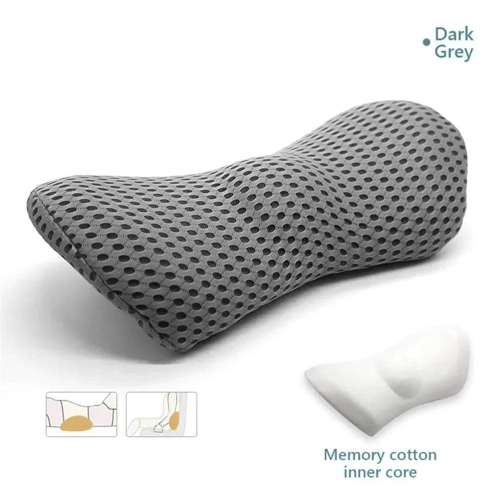 Breathable Memory Foam Lumbar Support Pillow – Waist Cushion for Bed, Office, and Car Seat Comfort