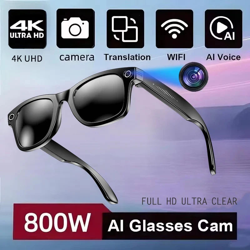 New 800W Camera AI Glasses Men Color-Changing Smart Translation Glasses Photo Video Recording Waterproof Call Smart Sunglasses