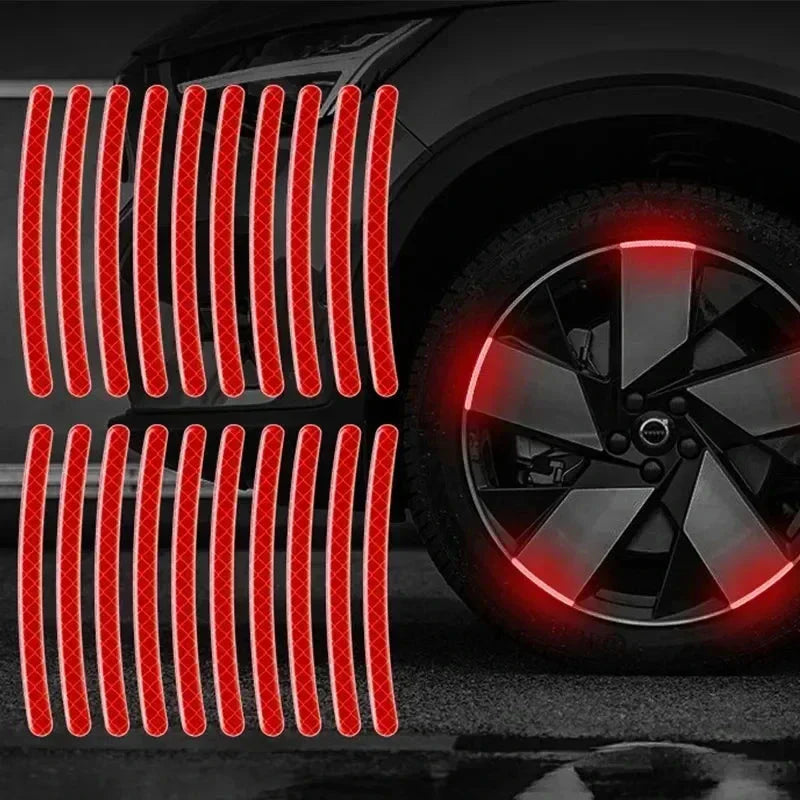 Car Wheel Hub Reflective Stripes - Safety Tire Warning Stickers for Night Driving