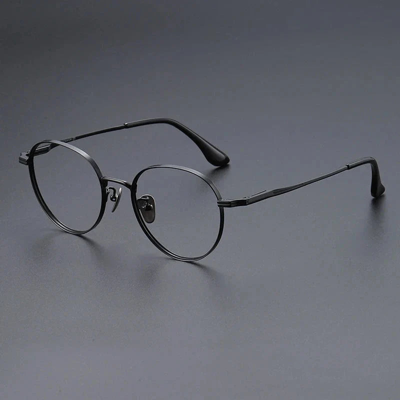 YIMARUILI Luxury Titanium Round Glasses – Retro Wide-Rimmed Frame