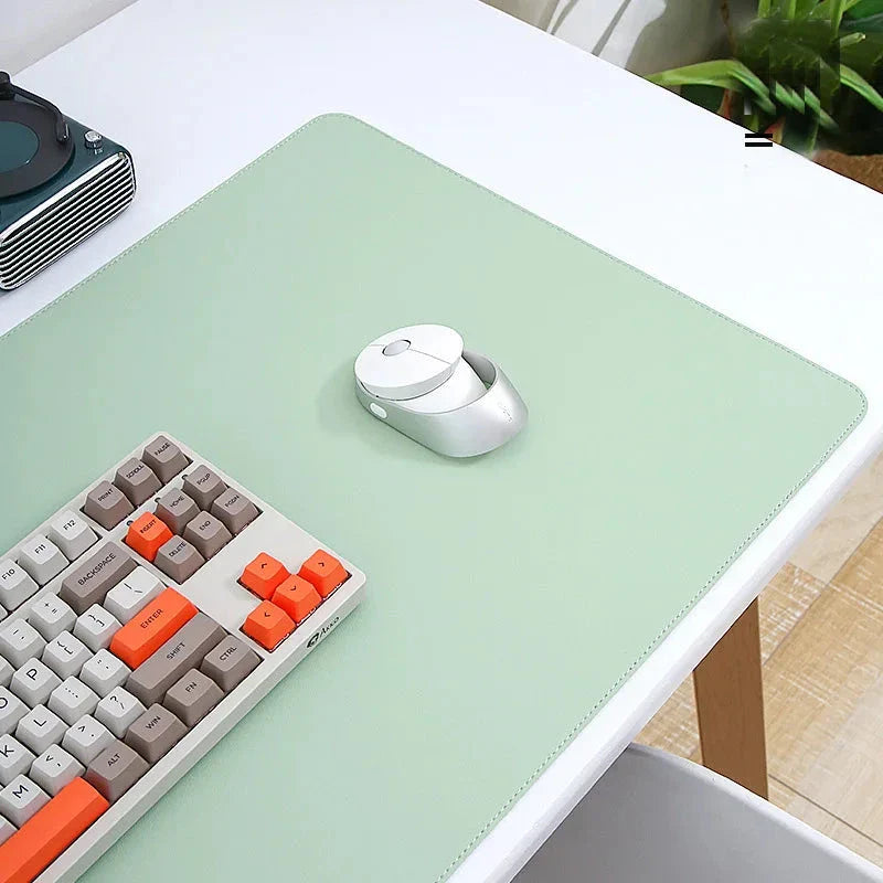 Large White PU Leather Mouse Pad – Waterproof Non-Slip Gaming Desk Mat for Keyboard & Computer Setup