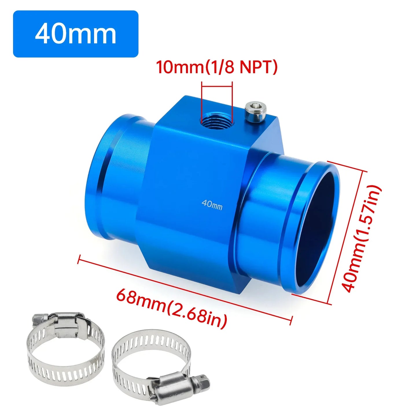 2026 Car Water Temp Gauge Radiator Temperature Water Temp Joint Pipe Sensor 40mm 38mm 36mm 34mm 32mm 30mm 28mm Hose Adapter