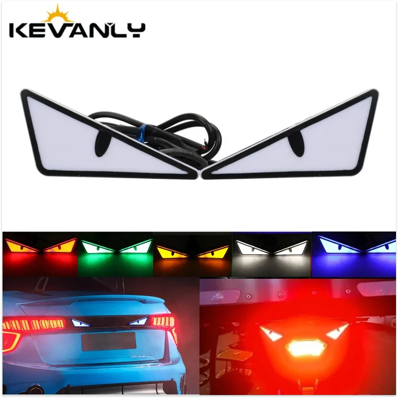 2pcs LED Devil's Eye License Plate Light - Universal Headlight Decoration for Cars & Motorcycles