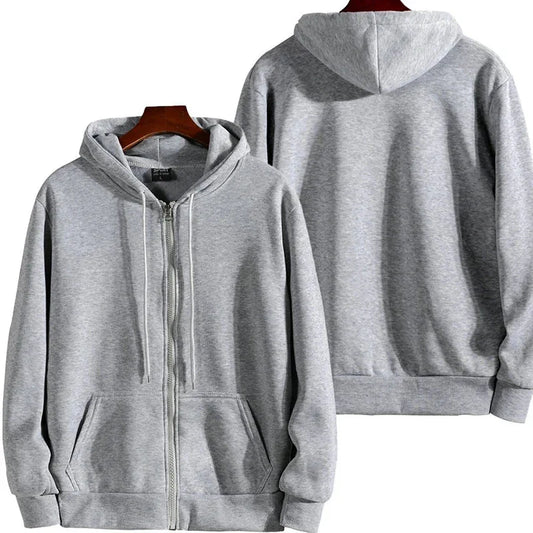 Men’s Casual Zipper Hoodie – Autumn Winter Long Sleeve Hooded Sweatshirt for Daily Wear & Sports