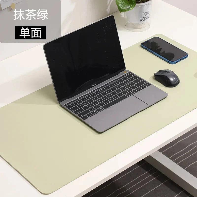 Large White PU Leather Mouse Pad – Waterproof Non-Slip Gaming Desk Mat for Keyboard & Computer Setup