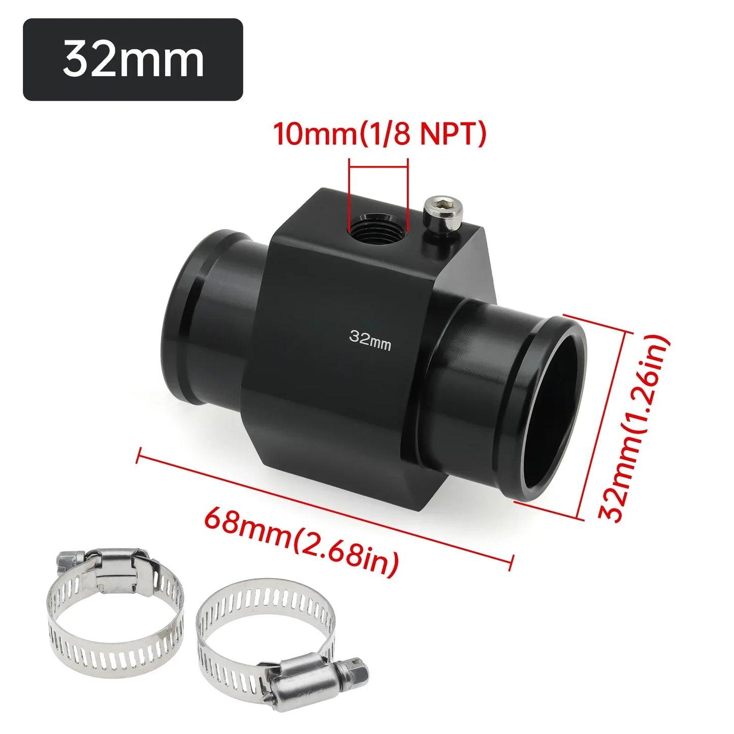 2026 Car Water Temp Gauge Radiator Temperature Water Temp Joint Pipe Sensor 40mm 38mm 36mm 34mm 32mm 30mm 28mm Hose Adapter