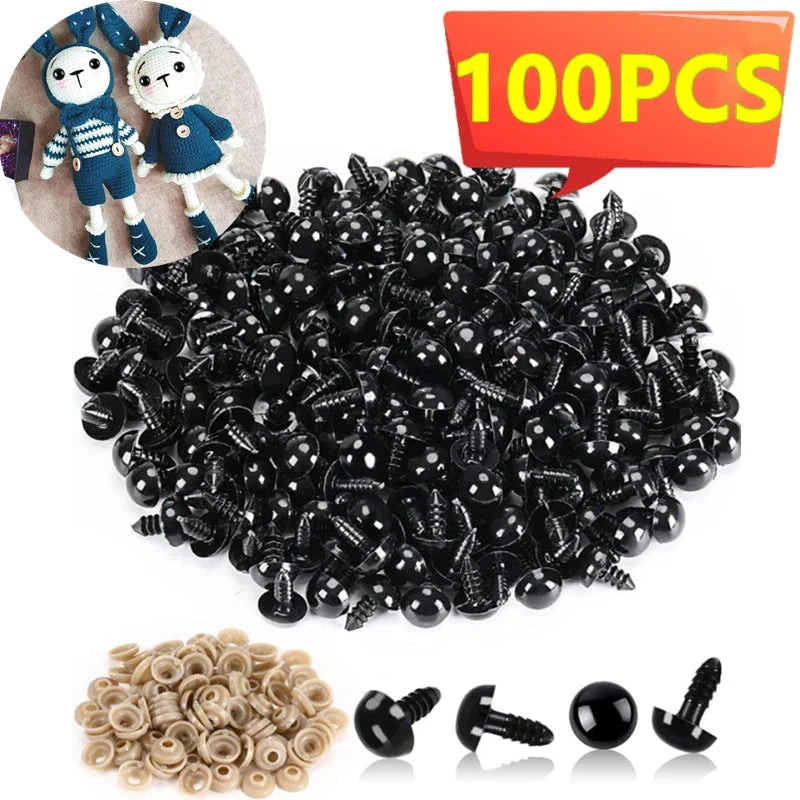 Black Plastic Safety Eyes - 5-20mm (50/100PCS) for DIY Toys, Amigurumi & Crafts