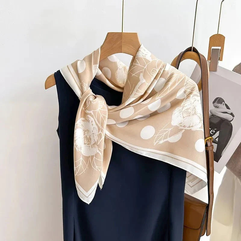 90x90cm Square Silk-Feel Scarf – Luxury Women’s Shawl & Head Wrap