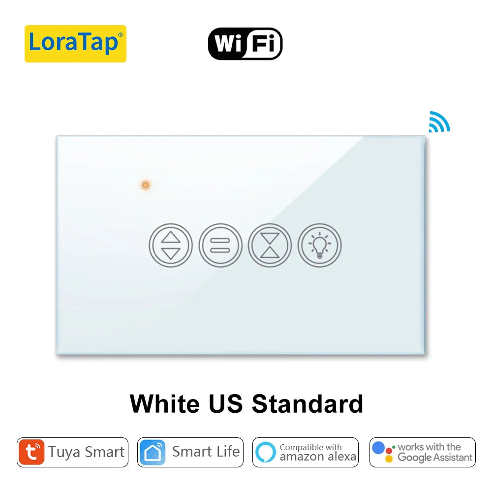 LoraTap Tuya Smart Life WiFi Roller Shutter Curtain Light Switch for Electric Motorized Blinds Work for Alexa Google Home Voice